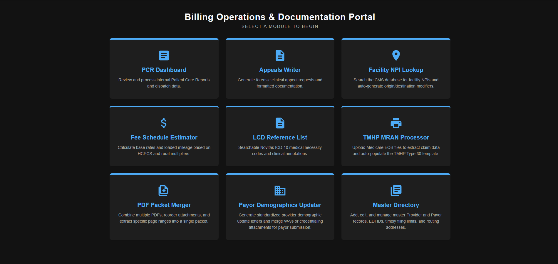 Simple Claim Services Portal Screenshot